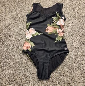 Floral Black One-Piece Swimsuit
